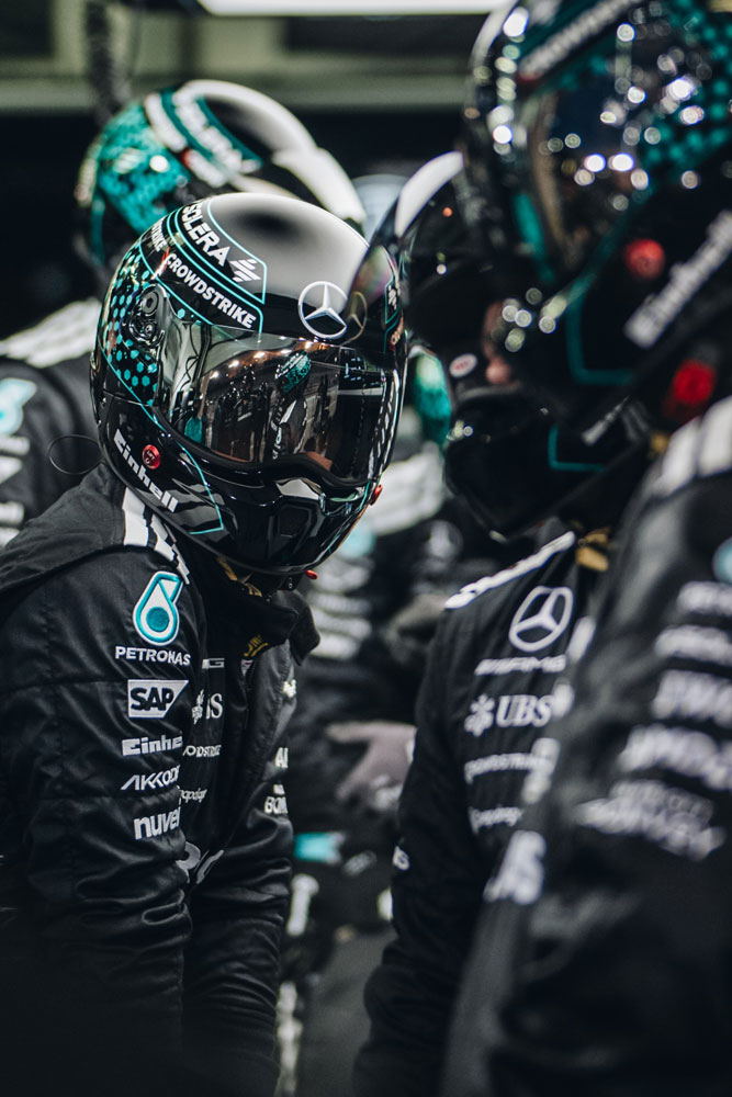 Mercedes Formula 1 mechanics.